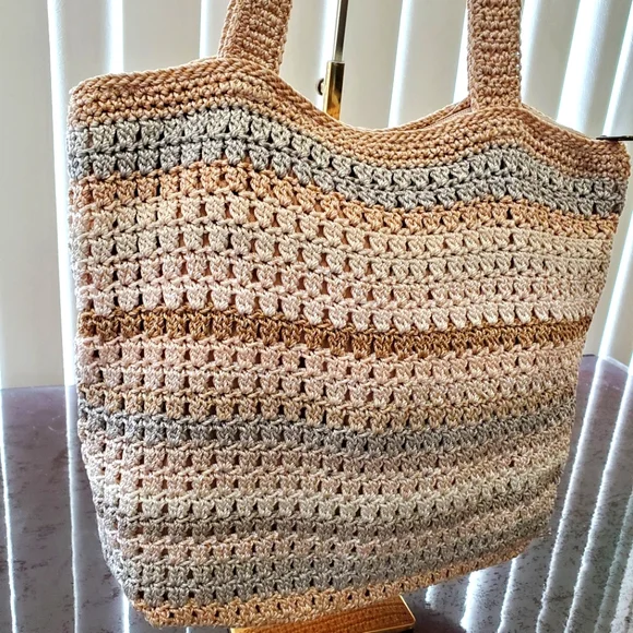 The Sak Hand Crochet Tan Shopping Tote Bag - Picture 4 of 10